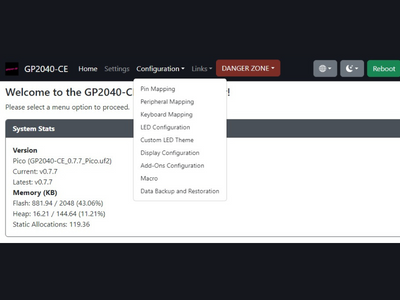 Raspberry Pi Pico GP2040-CEの設定方法