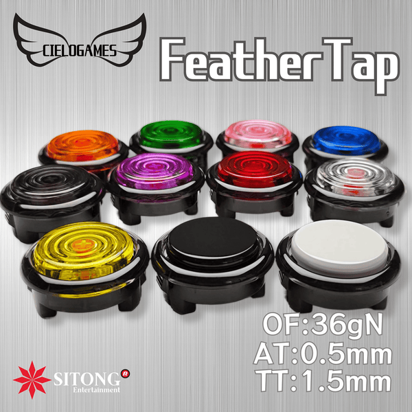 アケコン レバーレス ゲームパッド 通販ショップ ゲームコントローラー専門店 CIELOGAMES ボタン CieloGames FeatherTap 黒丸枠 24/30mm