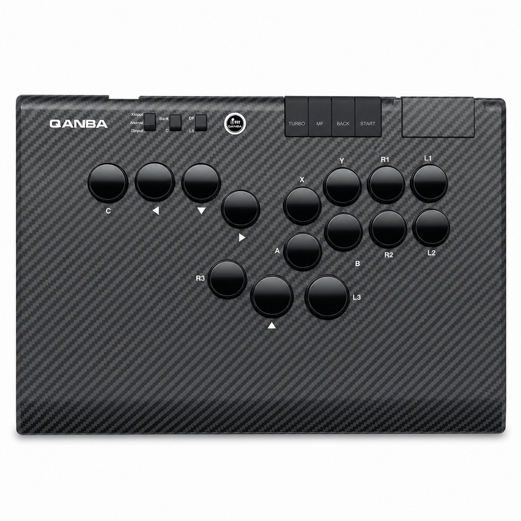 アケコン レバーレス ゲームパッド 通販ショップ ゲームコントローラー専門店 CIELOGAMES レバーレス Qanba Ruby Arcade Controller CarbonBlack