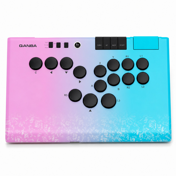 アケコン レバーレス ゲームパッド 通販ショップ ゲームコントローラー専門店 CIELOGAMES レバーレス Qanba Ruby Arcade Controller Pink&Blue